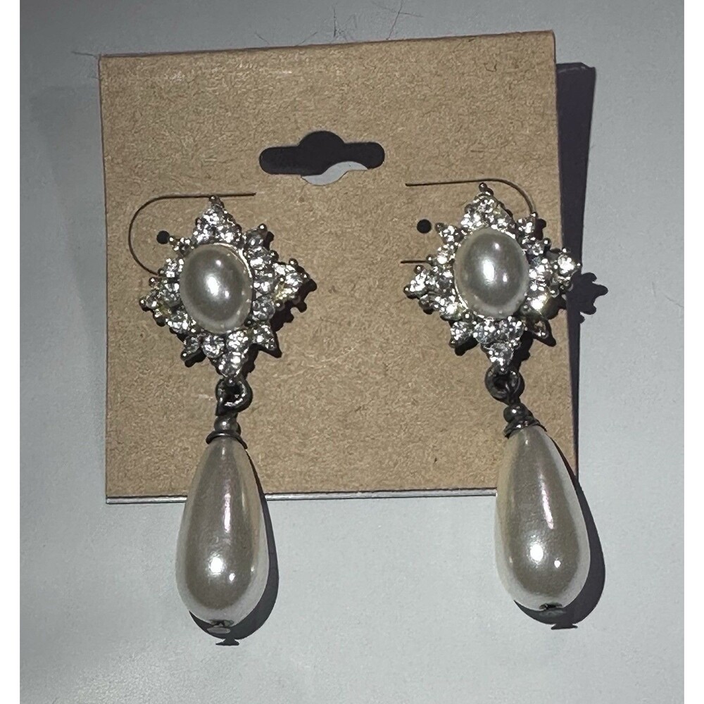 pearl and rhinestone drop earrings